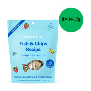 Bocce's Fish & Chips Biscuits Dog Treats - 248.4g (2 x 141.7g Bags)