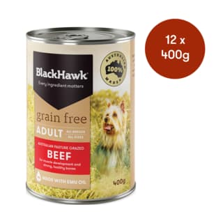 Black Hawk Grain Free Adult Beef Canned Wet Dog Food - 400g x 12