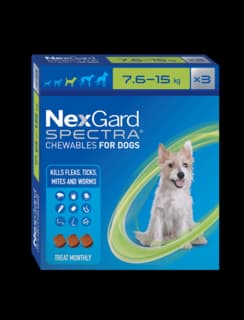 NexGard Spectra Flea Tick & Worm Treatment Chew for Dogs - 7.6 - 15kg, 3 Pack