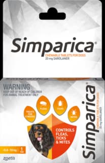 Simparica Flea Tick & Mite Chewable Treatment for Dogs - 5 - 10kg, 1 Pack