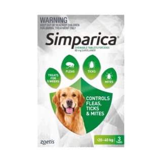Simparica Flea Tick & Mite Chewable Treatment for Dogs - 20 - 40kg, 3 Pack