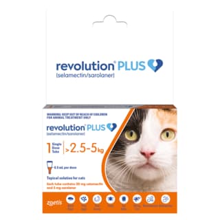 Revolution Plus Spot-On Flea Tick & Worm Treatment for Cats - 2.5 - 5kg, 1 Pack