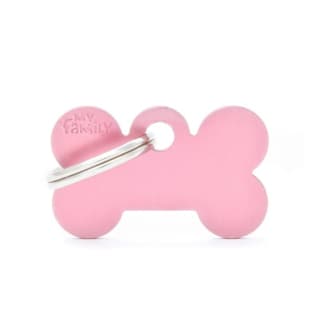 My Family Basic Bone Dog Tag - Pink, Small