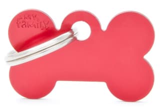 My Family Basic Bone Dog Tag - Red, Small