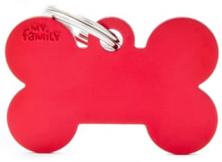My Family Basic Bone Dog Tag - Red, Large