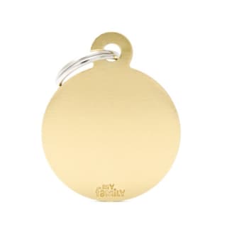 My Family Basic Circle Cat and Dog Tag - Gold Brass, Large