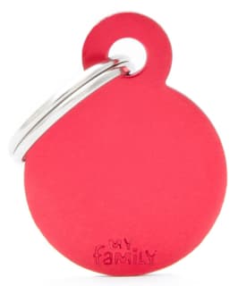 My Family Basic Circle Cat and Dog Tag - Red, Small
