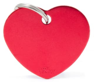 My Family Cat and Dog Basic Heart Tag - Red, Large