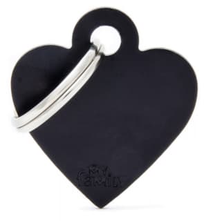 My Family Cat and Dog Basic Heart Tag - Black, Small