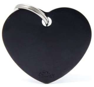 My Family Cat and Dog Basic Heart Tag - Black, Large