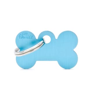 My Family Basic Bone Dog Tag - Small, Light Blue