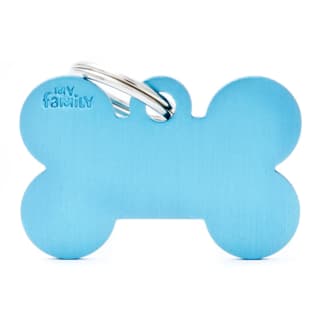 My Family Basic Bone Dog Tag - Large, Light Blue