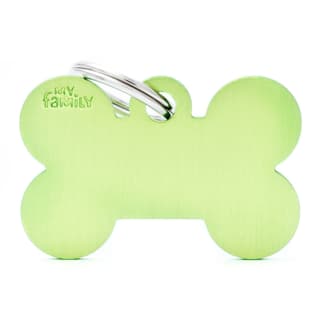 My Family Basic Bone Dog Tag - Large, Lime
