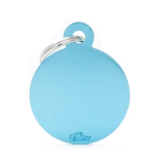 My Family Basic Circle Cat and Dog Tag - Light Blue, Large