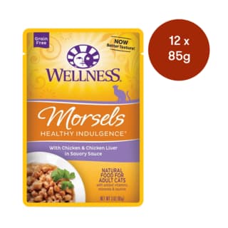 Wellness Morsels Chicken & Chicken Liver Adult Wet Cat Food - 85g x 12