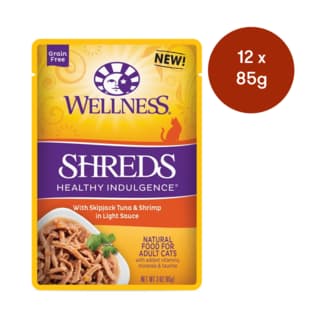 Wellness Shreds Skipjack Tuna & Shrimp Adult Wet Cat Food - 85g x 12