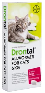 Drontal Allwormer Tablets for Cats - 6kg - 2 Pack