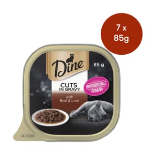 Dine Cuts In Gravy With Beef & Liver Wet Cat Food - 85g x 7