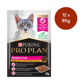 Pro Plan Adult Sensitive Chicken in Gravy Wet Cat Food - 85g x 12