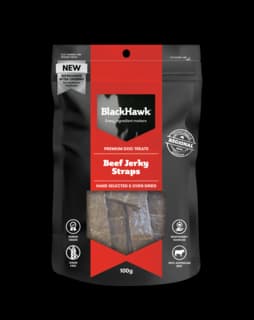 Black Hawk Beef Jerky Straps Dog Treats - 100g