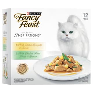 Fancy Feast Inspirations Chicken Courgette & Tomato and Chicken Pasta Pearls & Spinach Wet Cat Food Variety Pack - 70g x 12
