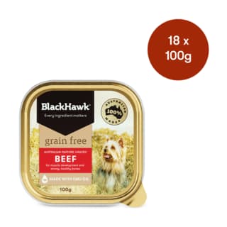 Black Hawk Grain Free Adult Beef Tinned Wet Dog Food - 100g x 18