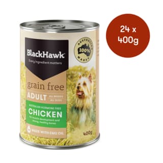 Black Hawk Grain Free Adult Chicken Canned Wet Dog Food - 400g x 24