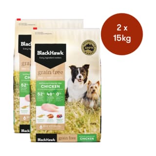 Black Hawk Grain Free Adult Chicken Dry Dog Food - 30kg (2 x 15kg Bags)