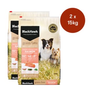 Black Hawk Grain Free Adult Salmon Dry Dog Food - 30kg (2 x 15kg Bags)