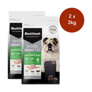 Black Hawk Original Adult Chicken & Rice Dry Dog Food - 6kg (2x 3kg Bags)