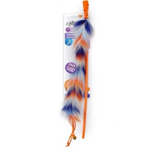 All For Paws Furry Ball Long Fluff Wand Cat Toy - Orange