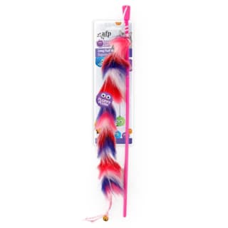 All For Paws Furry Ball Long Fluff Wand Cat Toy - Red