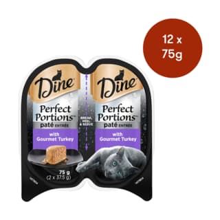 Dine Perfect Portions Pate Entree Turkey Wet Cat Food - 75g x 12