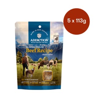 Addiction Grain-Free Beef Meaty Bites Dog Treats - 565g (5 x 113g Bags)