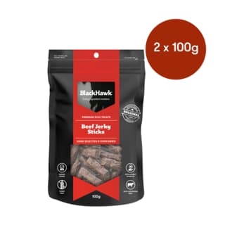 Black Hawk Beef Jerky Sticks Dog Treats - 200g ( 2 x 100g Bags)