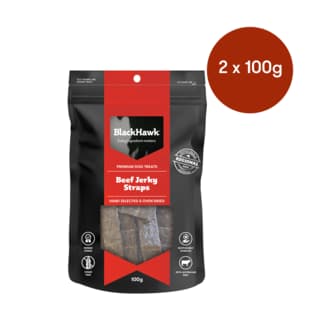 Black Hawk Beef Jerky Straps Dog Treats - 200g (2 x 100g Bags)