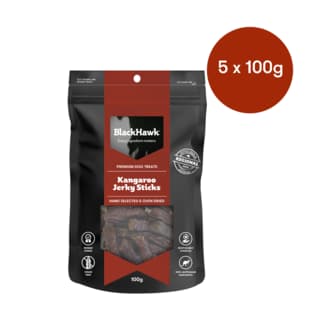 Black Hawk Kangaroo Jerky Sticks Dog Treats - 500g (5 x 100g Bags)