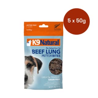 K9 Natural Beef Lung Protein Bites Freeze Dried Dog Treats - 300g (5 x 60g Bags)
