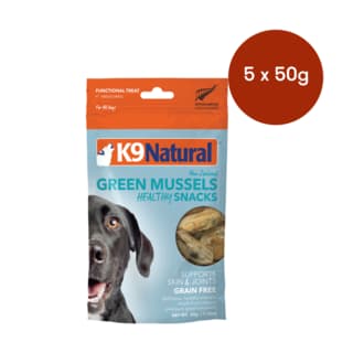 K9 Natural Green Mussel Healthy Snacks Freeze Dried Dog Treats - 250g (5 x 50g Bags)