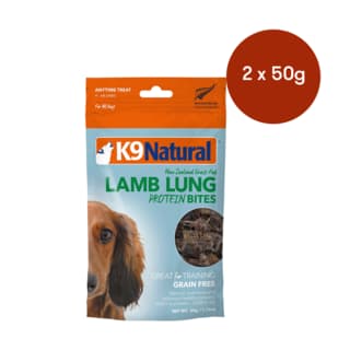 K9 Natural Lamb Lung Protein Bites Freeze Dried Dog Treats - 100g (2x 50g Bags)