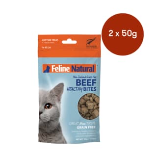 Feline Natural Beef Healthy Bites Freeze Dried Cat Treats - 100g (2 x 50g Bags)