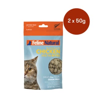 Feline Natural Chicken Healthy Bites Freeze Dried Cat Treats - 100g (2 x 50g Bags)