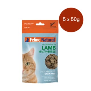 Feline Natural Lamb Healthy Bites Freeze Dried Cat Treats - 250g (5 x 50g Bags)
