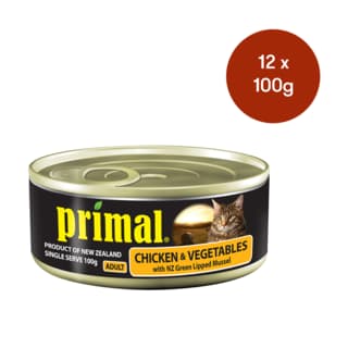 Primal Chicken & Vegetables Wet Cat Food - 100g x 12