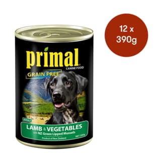 Primal Lamb & Vegetables Wet Dog Food - 390g x 12