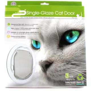 Pet-Corp Slim Profile Single Glaze Glass Cat Door - White