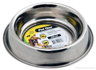 Pet One Anti-Tip Stainless Steel Cat and Dog Bowl - 230ml