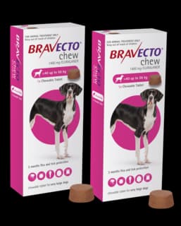 Bravecto Flea & Tick Treatment Chew for Dogs - 2 x 40 - 56kg