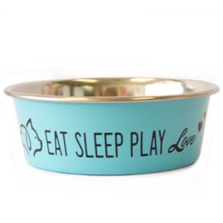 Petware Stainless Steel Cute Cat and Dog Bowl - Blue, 550ml
