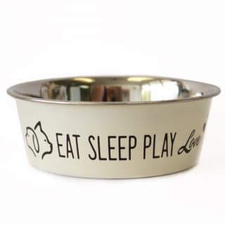 Petware Stainless Steel Cute Cat and Dog Bowl - Ivory, 550ml